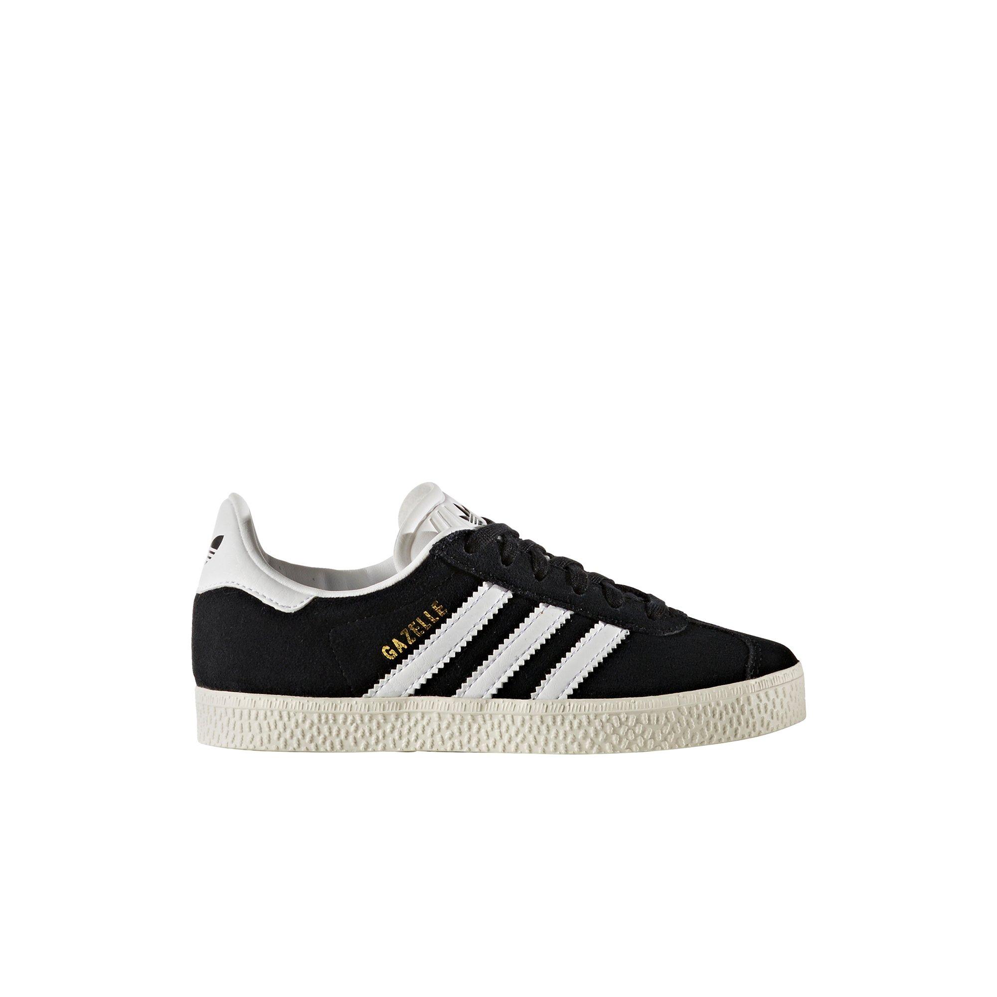 adidas Originals Gazelle "Core Black/Cloud White/Gold Metallic" Preschool Girls' Shoe - BLACK/WHITE/GOLD